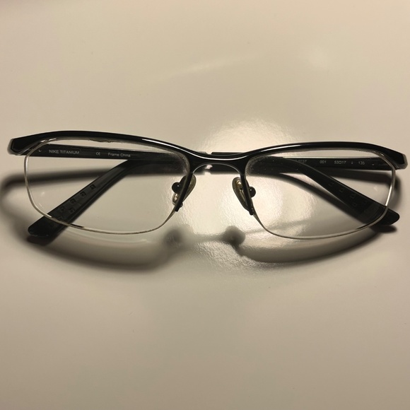 Nike 6037  Black Titanium Eyeglass Frames 53-17-135 Semi-Rimless, Oakley Case - Picture 2 of 8